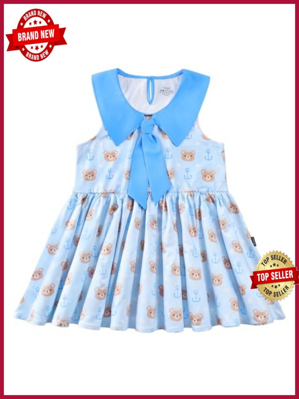 Sleeveless Babydoll Peplum Blouse Top with Teddy Bear Print, Silky Soft